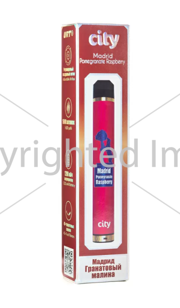 Одноразовая Электронная сигарета City Madrid Pomegranate Raspberry (Гранат Малина) 1600 затяжек