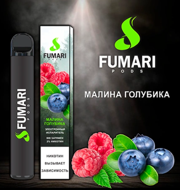 Одноразовая электронная сигарета FUMARI PODS Raspberry Blueberry (Малина Голубика) 800 puff