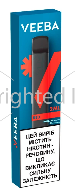 Одноразовая электронная сигарета VEEBA 2 мл 1.8% Red (Питайя + Клубника + Ментол)